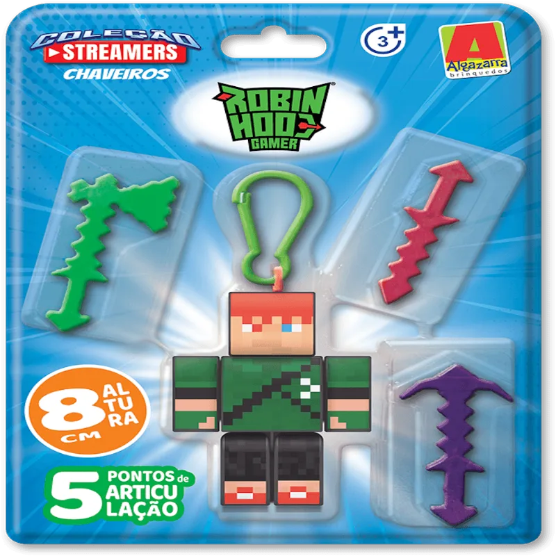 Chaveiro Infantil Robin Hood Gamer Algazarra Coleção Streamers 8cm