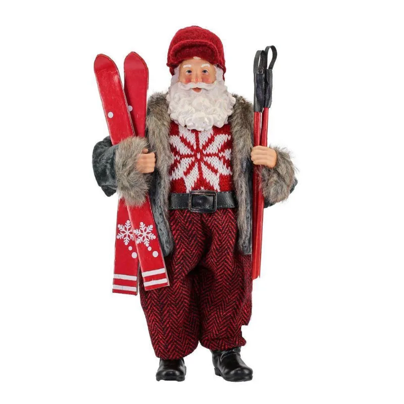 Boneco Natal Decorativo Papai Noel Esquiador Natalino 27cm