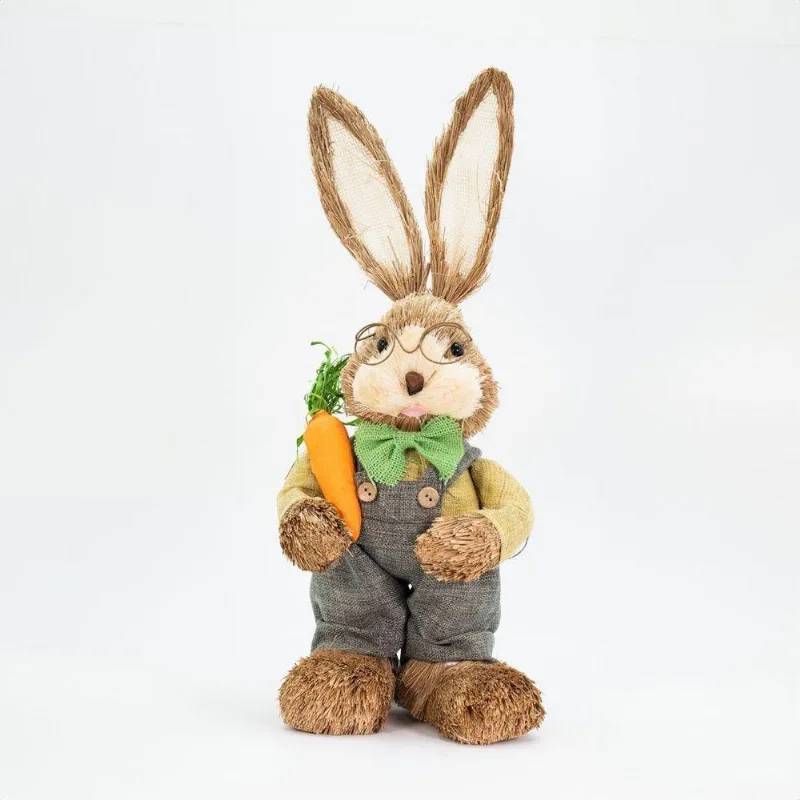 Coelho De Páscoa Decoração Enfeite Em Palha Coelhinho 45cm