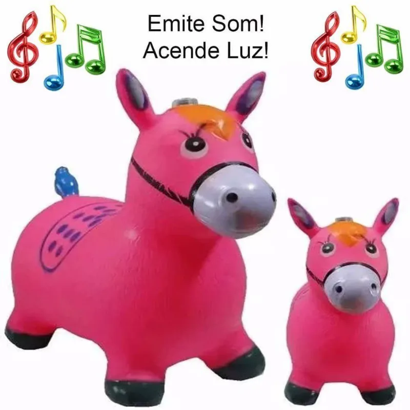 Cavalinho Upa Upa Pula Pula Musical Som De Cavalo Cor Rosa
