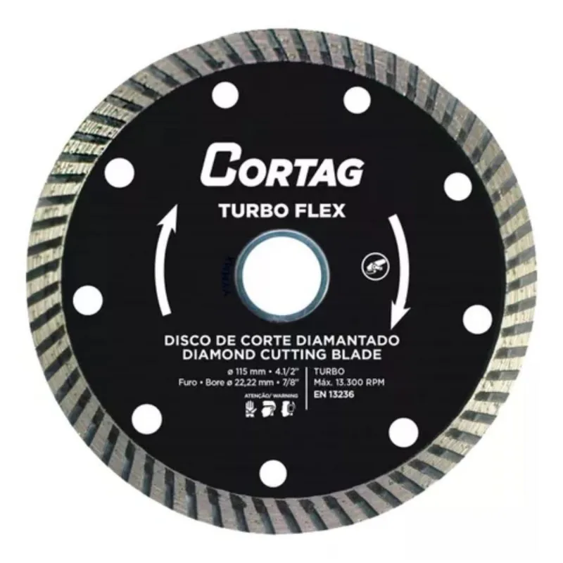 disco diamantado corte turbo flex 115x22mm cortag - 61549 - Cortag