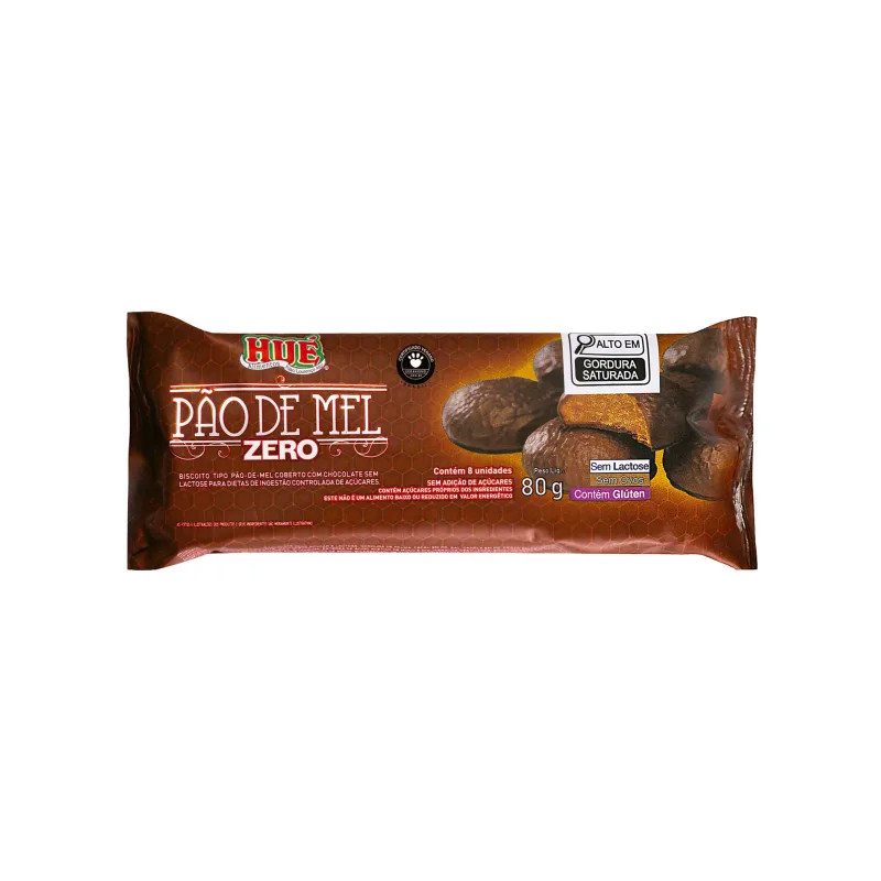 Pão De Mel Zero 80g Coberto Com Chocolate Zero Sem Lactose - HUE - Mercearia