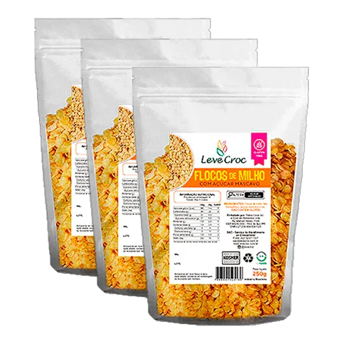 Kit 3x: Flocos De Milho Com Açúcar Mascavo Sem Glúten Leve Croc 250g - Não Informado - Mercearia
