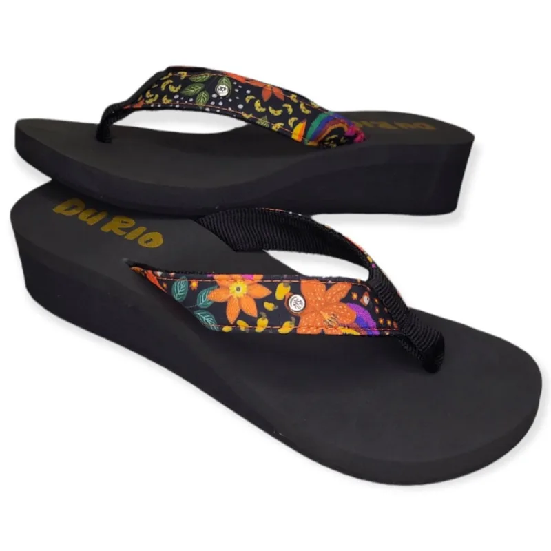 Tamanco Anabela DuRio Fly Buzios Esporao Estampas Coloridas
