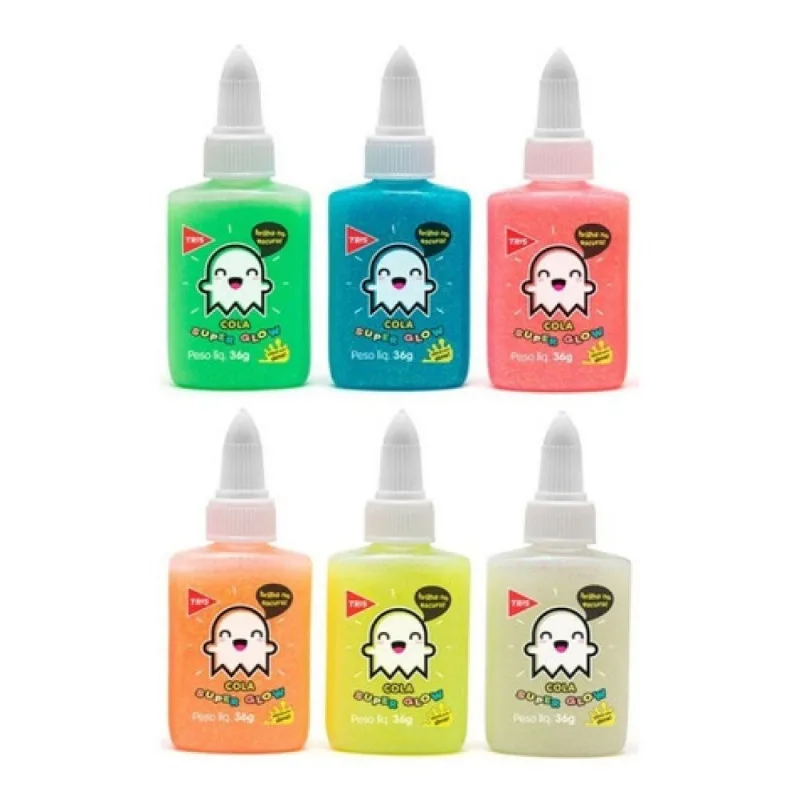 Cola Glitter Super Glow - 36g - Cores Sortidas - 12 Unidades - TRIS - Brinquedos