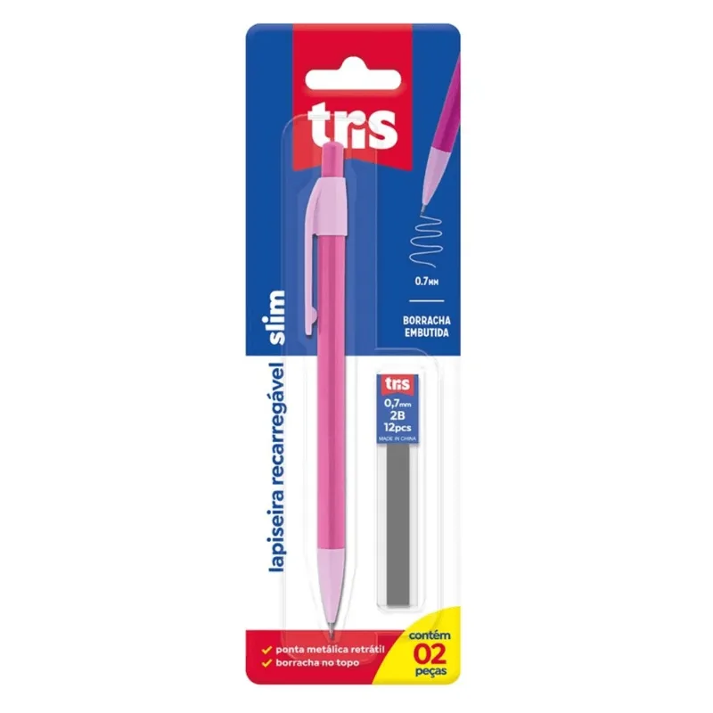 Lapiseira Tris Slim 0.7mm Cartela com 2 Unidades 604398