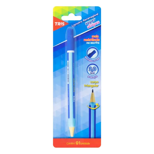 LAPISEIRA RECARREGÁVEL AZUL 2 0MM TRIS SUPER STRIPES - SUPER