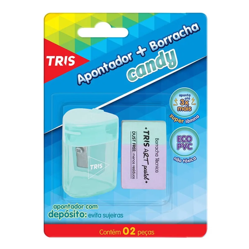 Kit Apontador e Borracha Candy 2 Peças Summit com Depósito - Não Disponível - Papelaria