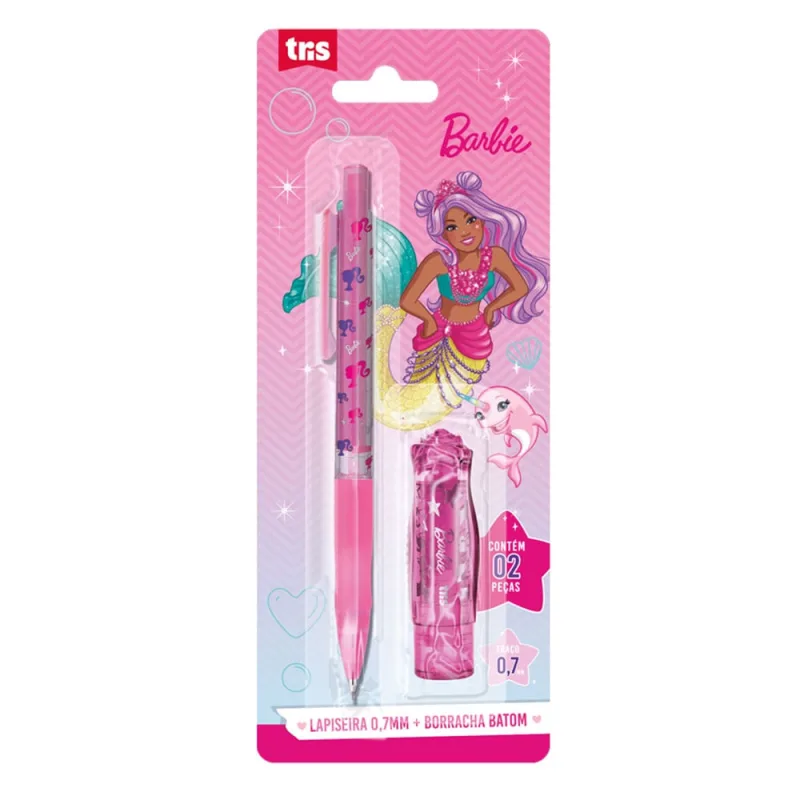 Kit Escolar Borracha e Lapiseira 2 Peças Barbie 0,7mm - Não Disponível - Papelaria