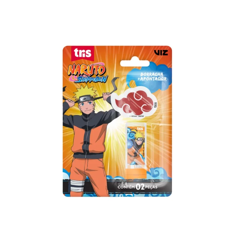 Apontador e Borracha Naruto Shippuden 2 Peças Tris com Depósito - Não Disponível - Papelaria