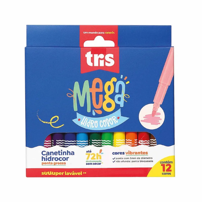 Canetinhas Hidrocor Ponta Grossa Tris 12 cores