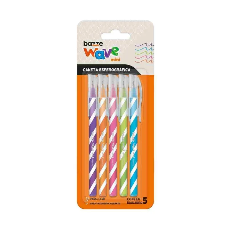 Caneta Esferográfica Wave Mini Bazze Tris - 5 Unidades