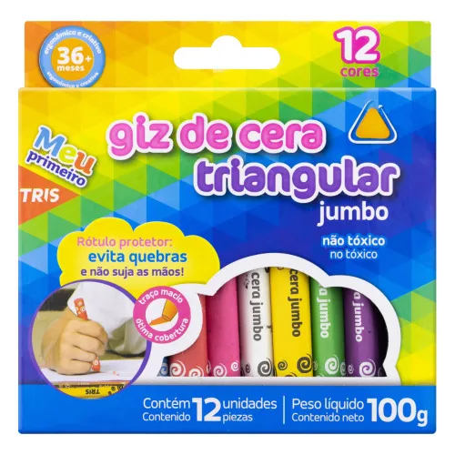 Giz De Cera Triangular 12 Cores - TRIS