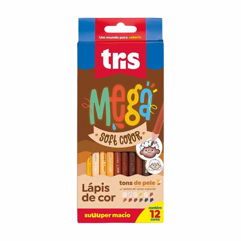 Lápis de Cor Mega Soft Color Tons de Pele 12 Cores Tris
