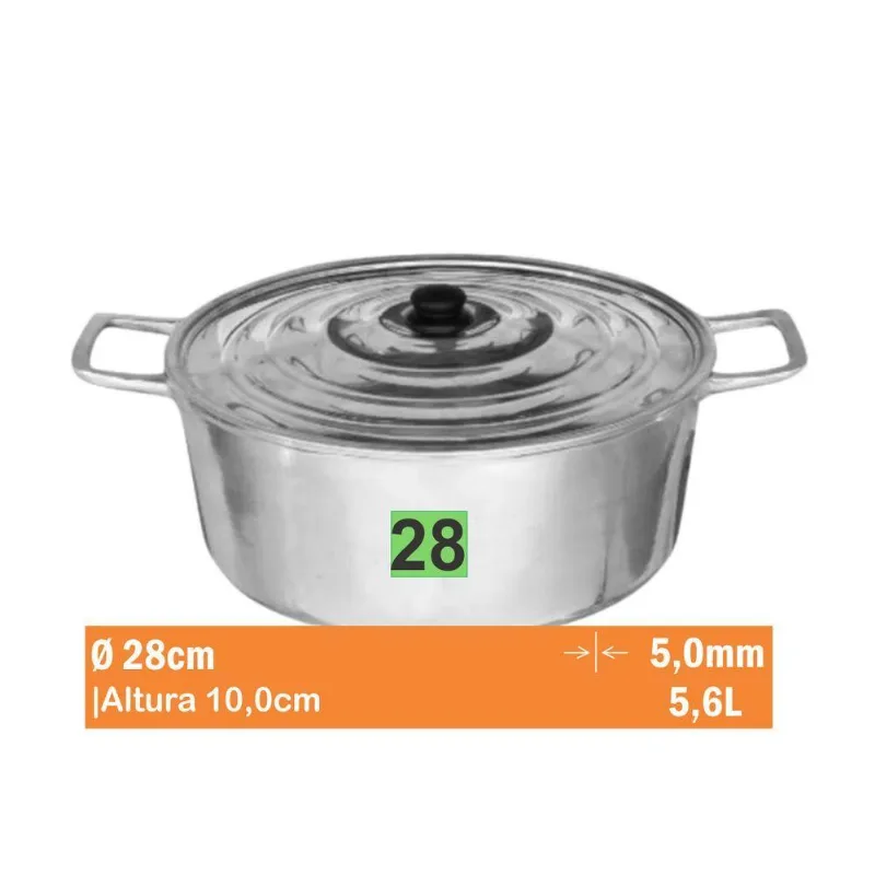 Cacarola Aluminio Batido Nr 28 Aluminio Jalice 1-01-28