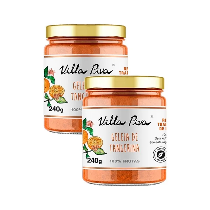 Kit 2X: Geleia de Tangerina 100% Frutas Sem Adição de Açúcar Villa Piva 240g