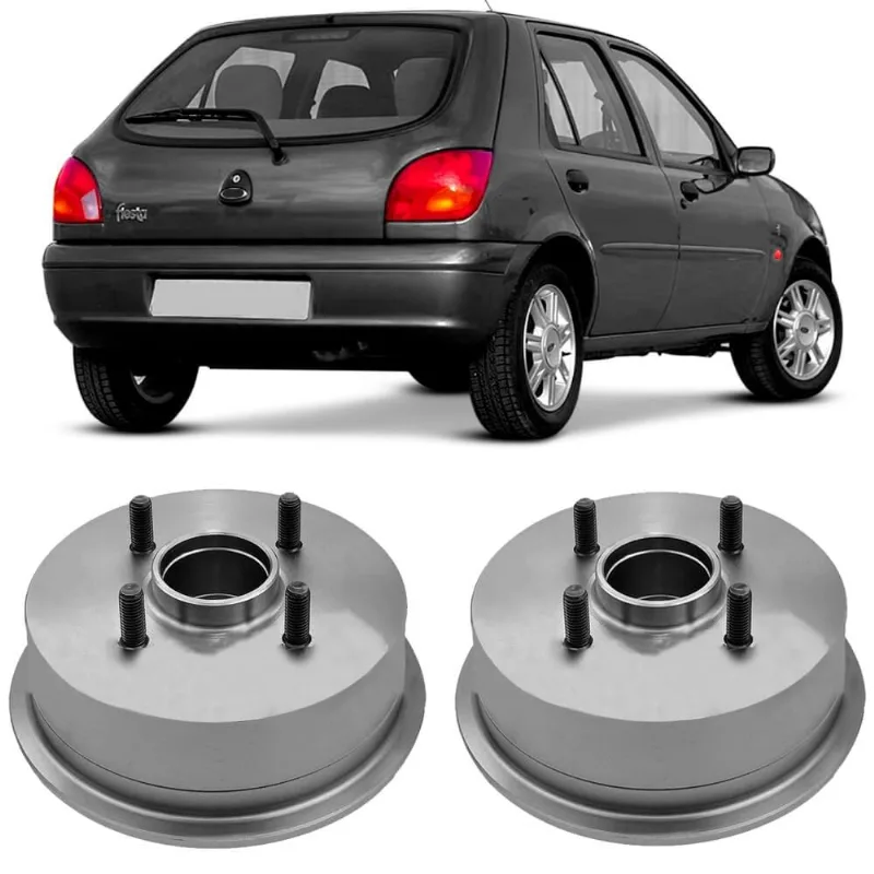 Par Tambor Freio Ford Fiesta 95 A 2004 Traseiro Com Cubo Trw