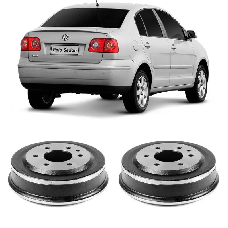 Par Tambor Freio Polo Sedan 2003 A 2015 Traseiro Sem Cubo