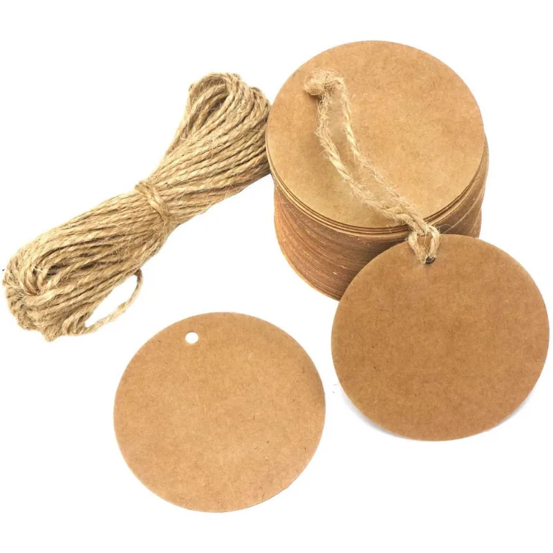 Tags Kraft Redonda Com Cordão Sisal - 100 Un