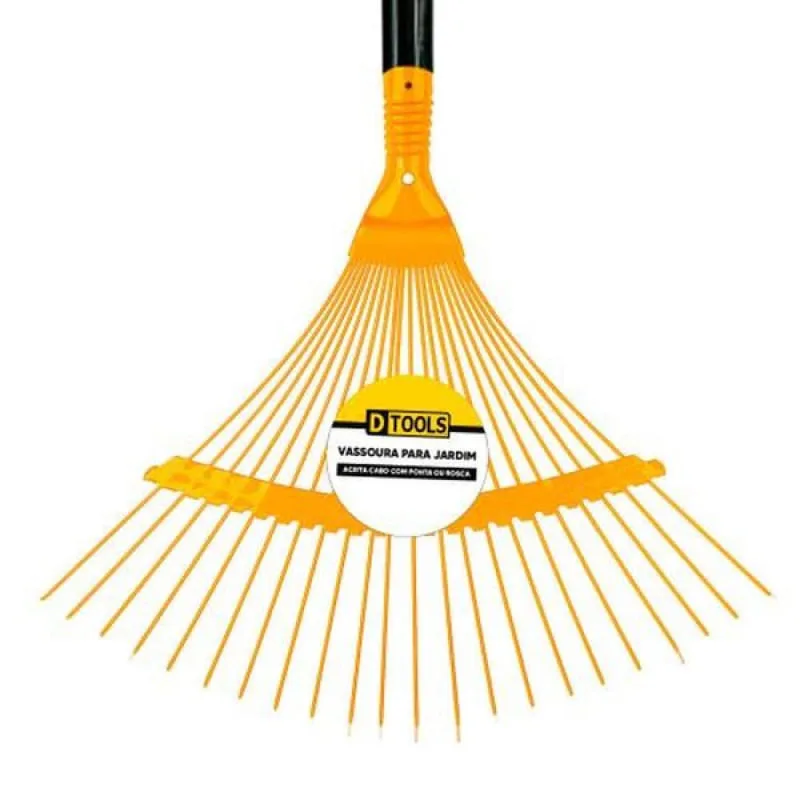 Vassoura Aço Regulável 22 Dentes para Jardim - Altura 2,5cm Largura 27,5cm Comprimento 37,5cm - Dtools - Utilidades Domesticas
