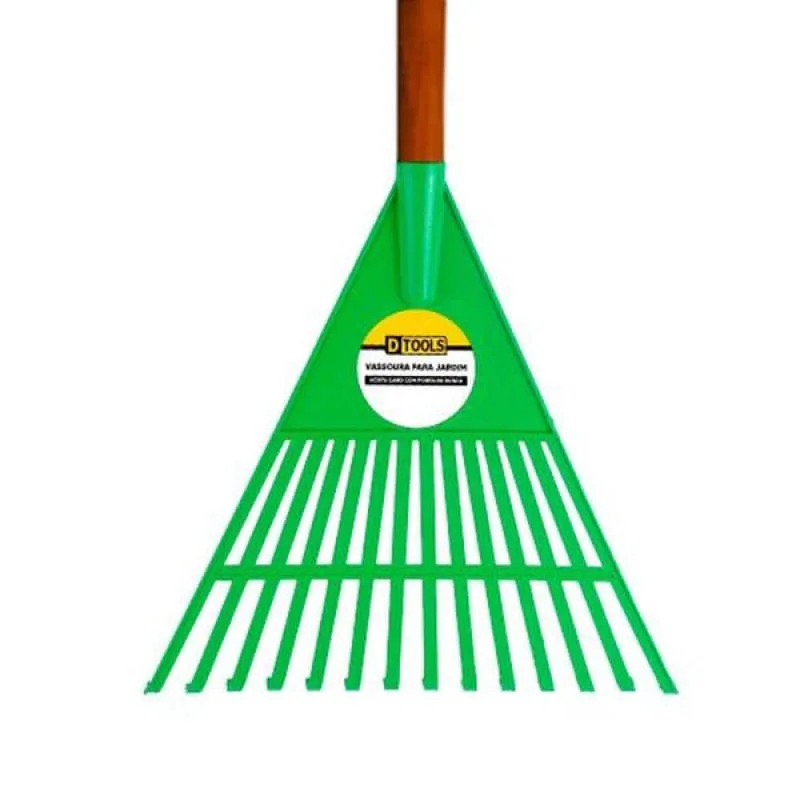 Vassoura Plástica 14 Dentes com Cabo 340mm Magnífica Verde - DTOOLS - Dtools - Utilidades Domesticas
