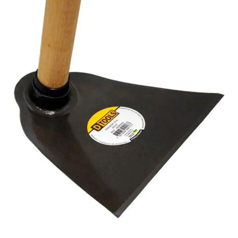 Enxada 8'' Olho Redondo Forjada com Cabo de Madeira 1,20m - Ideal para Jardinagem e Agricultura - Dtools