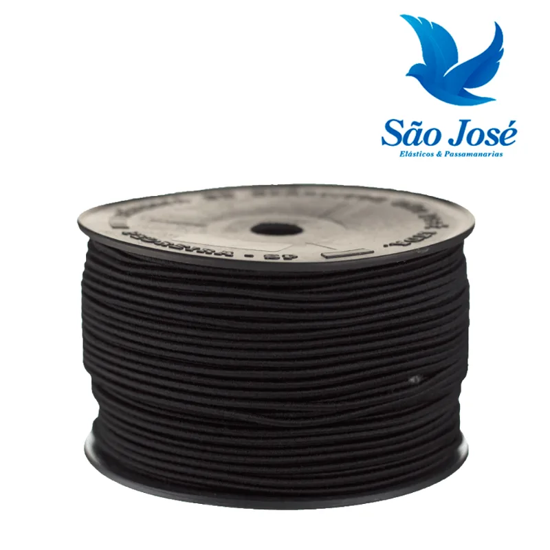 ELASTICO COL.ROLICO N15 69% ALG 31%ELASTODIENO- 2,8MM ROLO C/100M PRETO 2