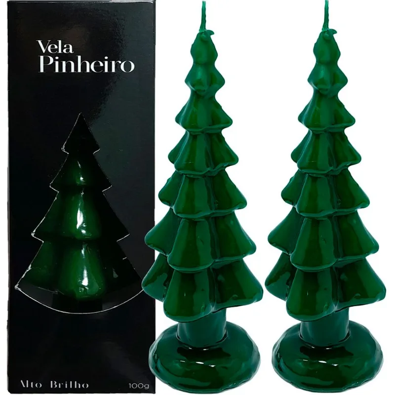 Velas Decorativas Natalino Pinheiro Verde De 20cm Kit 4pçs