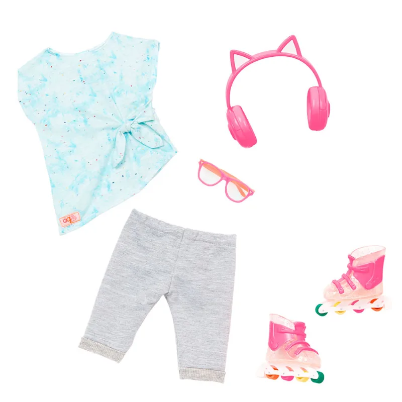 Roupa Para Boneca - Patins E Fone De Ouvido De Gatinho - Candide