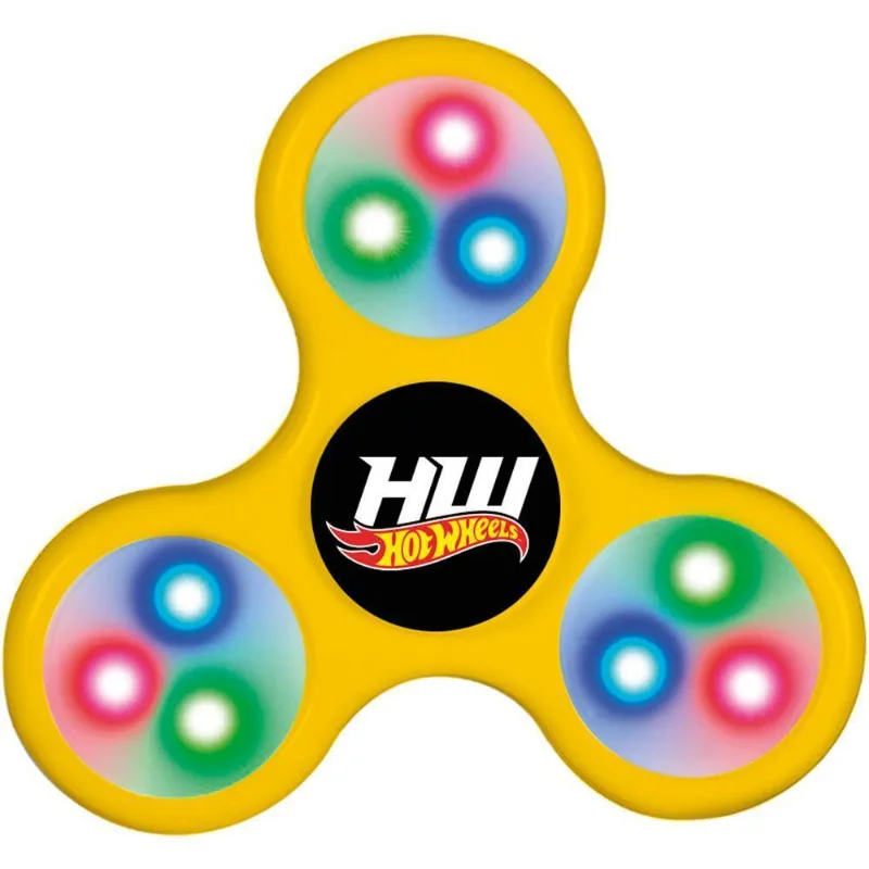 Fidget Spinner - Hot Wheels Com Luzes - Amarelo
