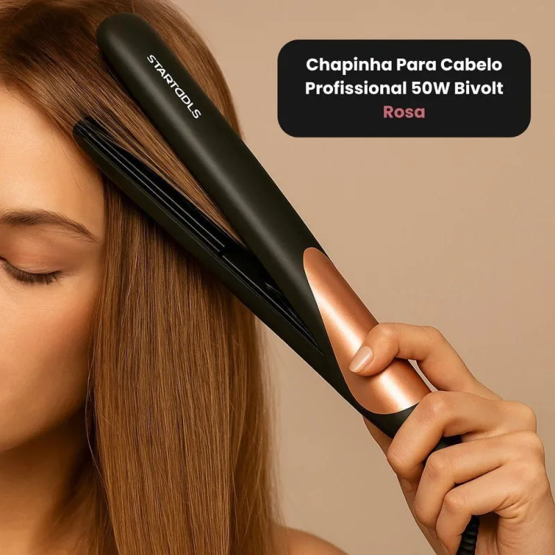 Chapinha para Cabelo Profissional Placas Cerâmica 50W Rosa Startools Bivolt - OUTRAS - Agro
