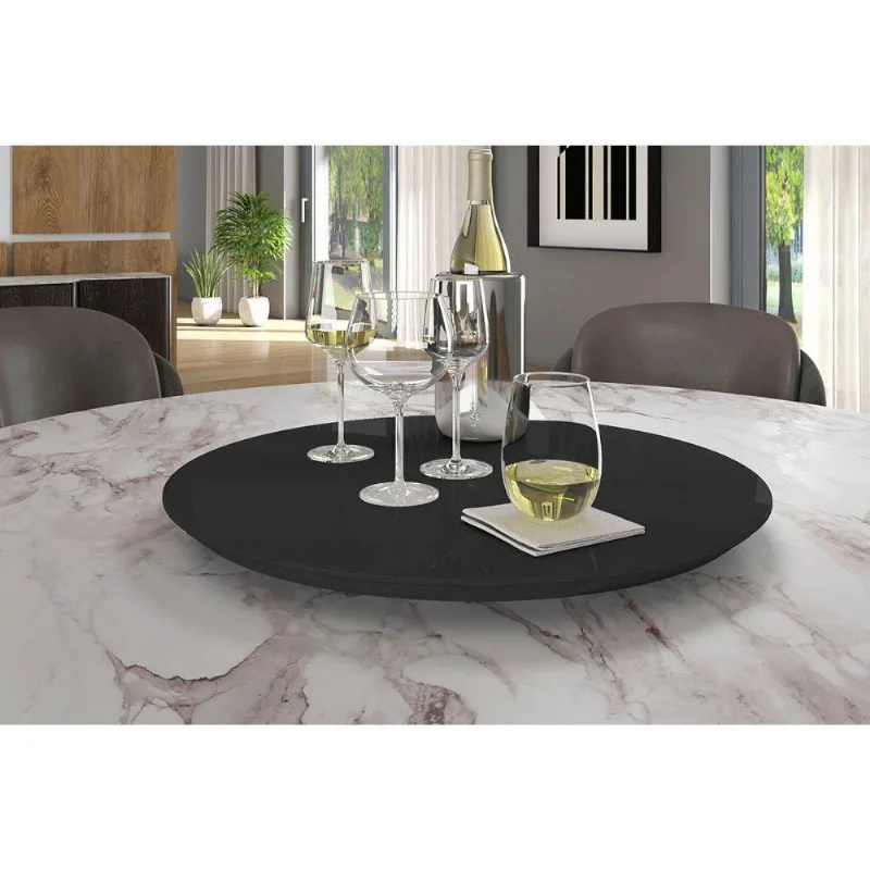Prato Giratório Preto TNA Decor 60cm