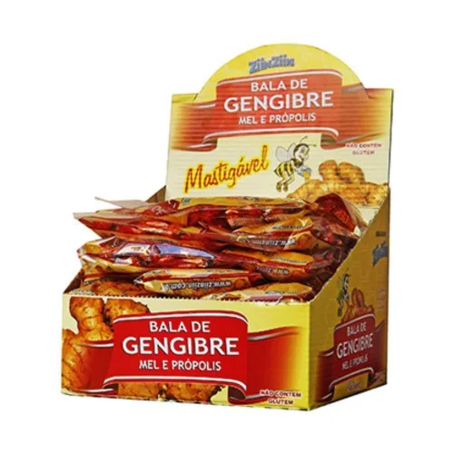 Bala De Gengibre Mel E Propolis 40 G Zin Zin - Não Informado