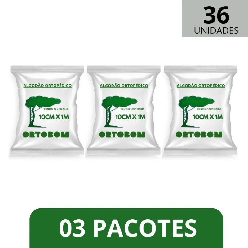 03 Pacote Algodão Ortopedico 10 Cm X 1 Metro