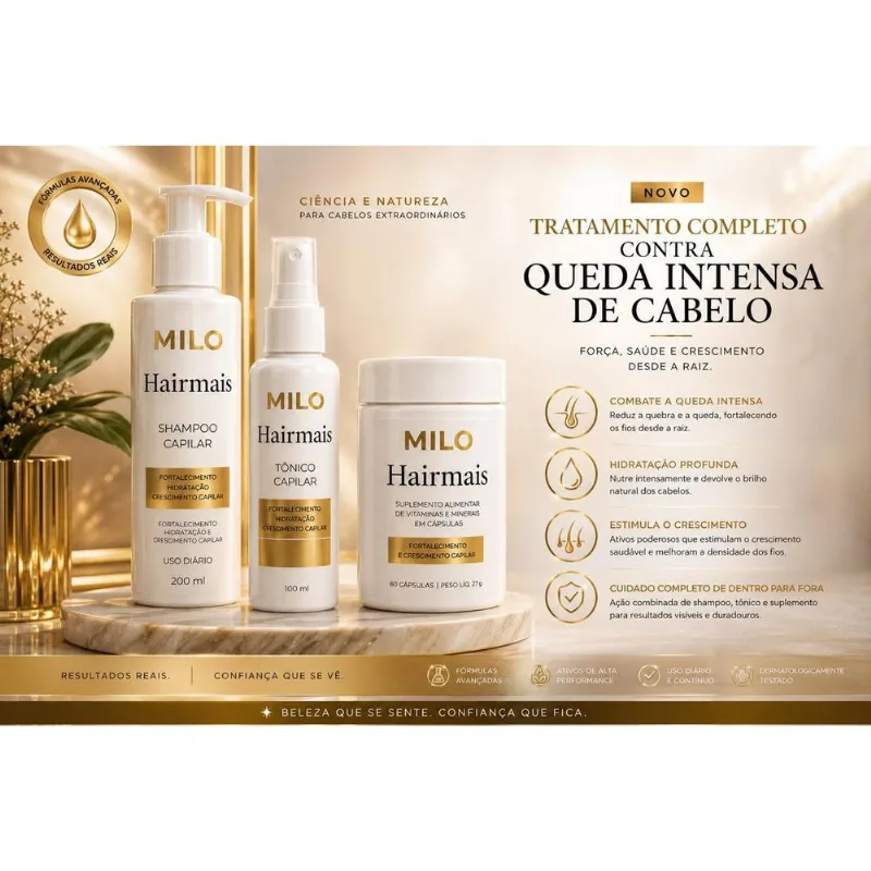 KIT QUEDA INTENSA HAIRMAIS - SHAMPOO LOÇÃO E CAPSULAS