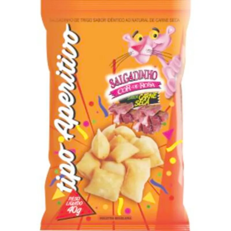 Salgadinho Pantera Cor-de-Rosa Carne seca 40g