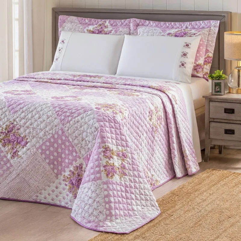 Colcha Cobreleito Queen Size Sulamita 180 Fios Lilás 3 Peças Chicago - Sulamita - Cama, Mesa E Banho