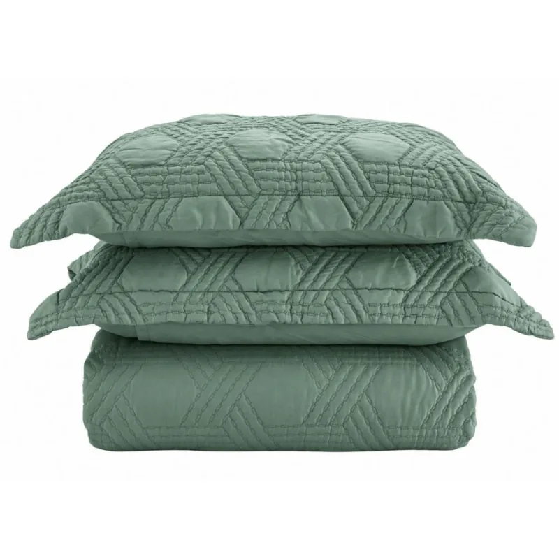 Colcha Casal 200 Fios Corttex Prisma 3 Peças Verde - Corttex - Cama, Mesa E Banho