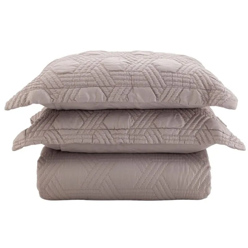 Colcha Casal 200 Fios Corttex Prisma 3 Peças Taúpe - Corttex - Cama, Mesa E Banho