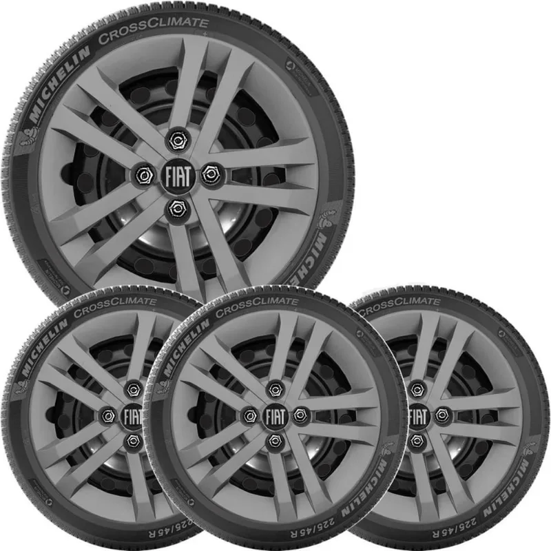 4X Calota Fiat Mobi Argo Novo Uno 2021 Aro 14 Grafite 294Cb