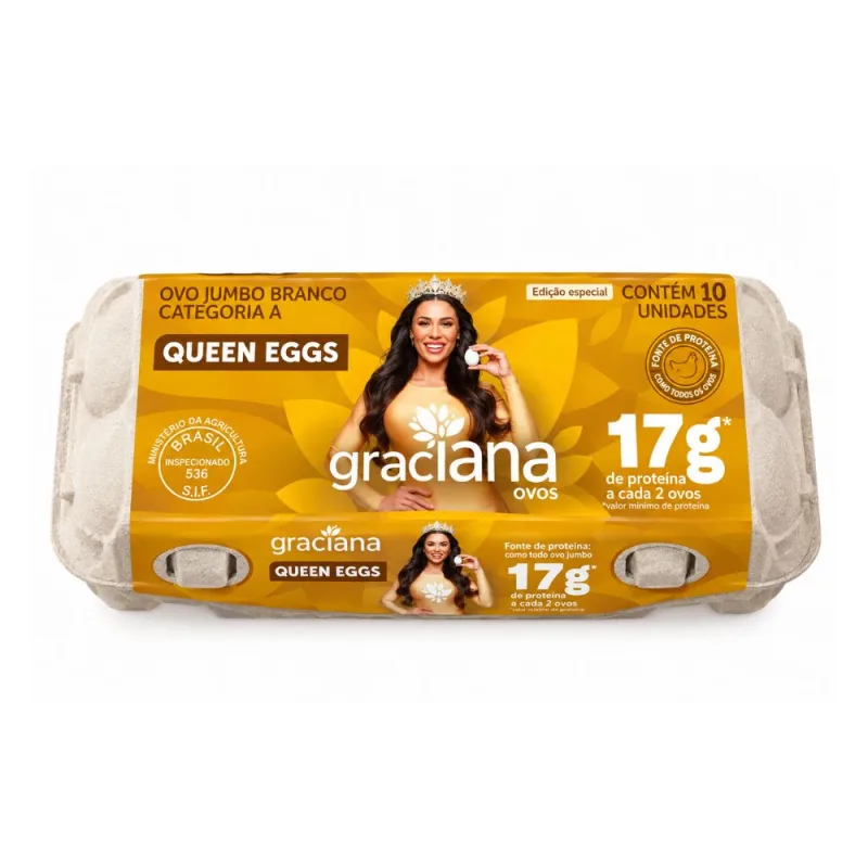 Ovos Jumbo Brancos Queen Eggs Graciana com 10 Unidades - Graciana - Mambo