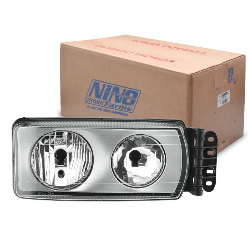 Farol para Iveco Stralis Tector Trakker 2003 até 2012 Vidro Máscara Cinza Nino Direito