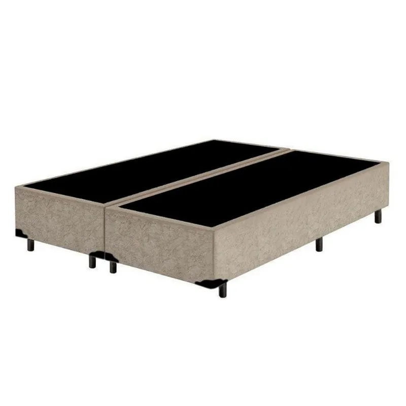 Cama Box Casal Blindado Bipartido Ortopédico Suede Bege 40x138x188 Homequeen