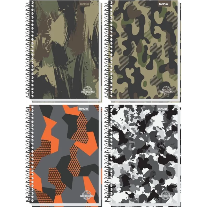 Caderno Espiral 1/4 Capa Dura Camuflagem 96 Folhas - TAMOIO