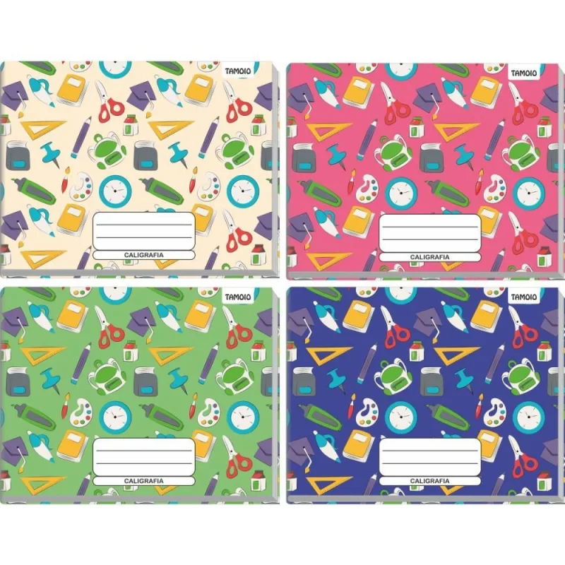Caderno Caligrafia Capa Dura Decorado 96F 1/4 Broch.horiz. - TAMOIO - Papelaria