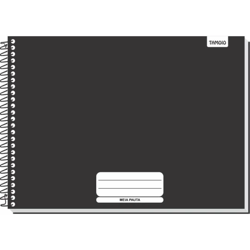 Caderno Desenho UNIV Capa Dura Meia Pauta Preto Liso 96F PCT.C/04 - TAMOIO - Papelaria