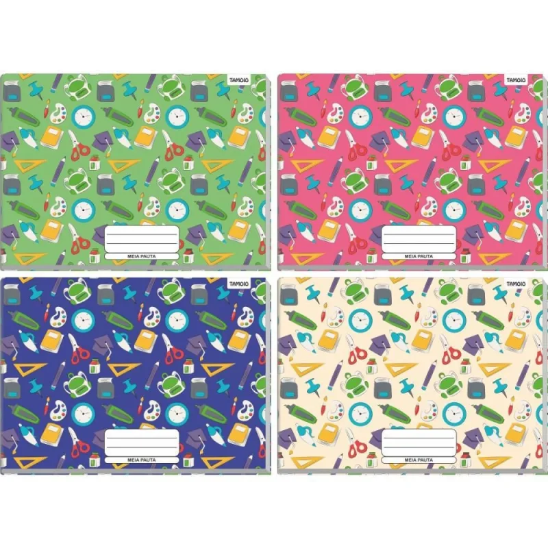 Caderno Desenho UNIV Capa Dura Meia Pauta Decor 96F Brochurao - TAMOIO - Papelaria