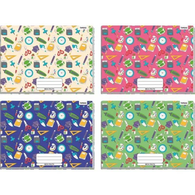 Caderno Desenho UNIV Capa Dura Meia Pauta 48F Brochurao Decor - TAMOIO - Papelaria