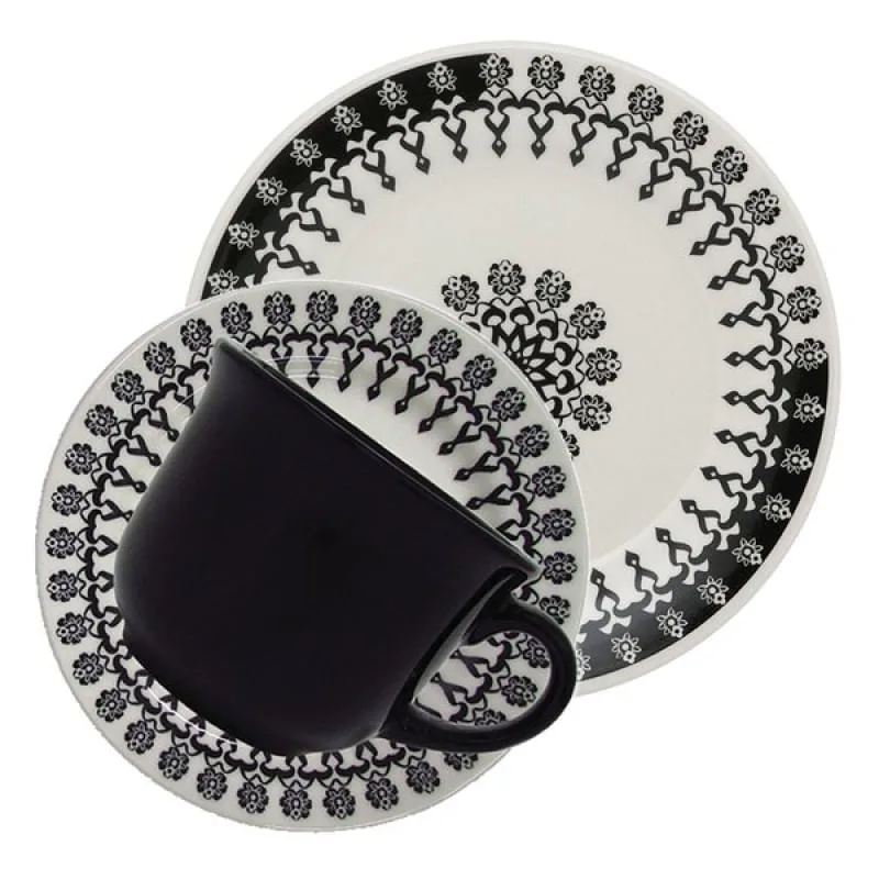 Kit Jogo Café Lanche Oxford® Donna Folk 12 Peças - Genérico - Utilidades Domesticas