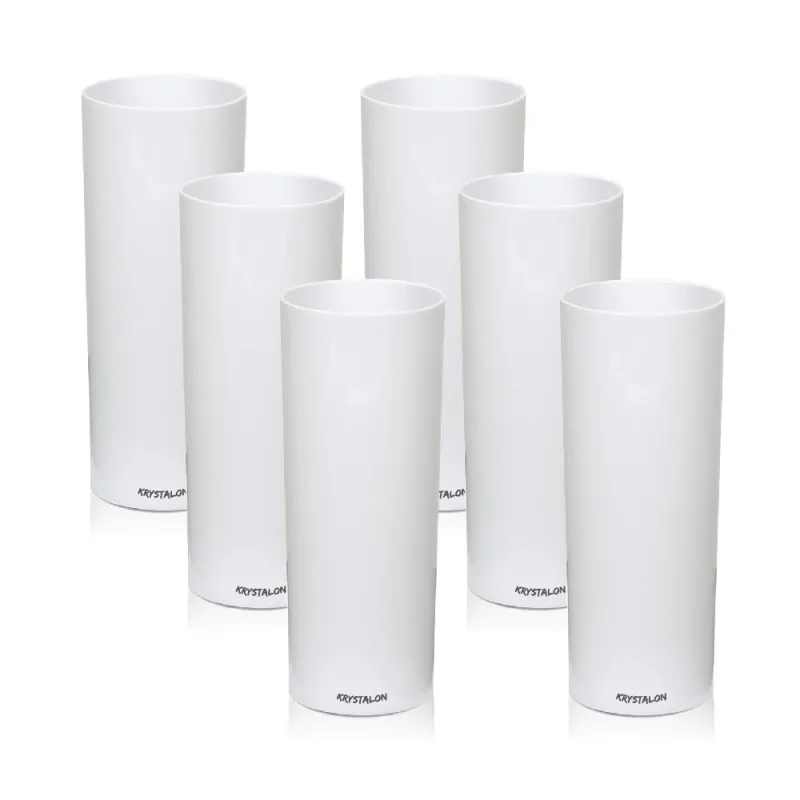 Kit 8 Copos Tubo Branco 300ml Acrílico - Não Informado - Utilidades Domesticas
